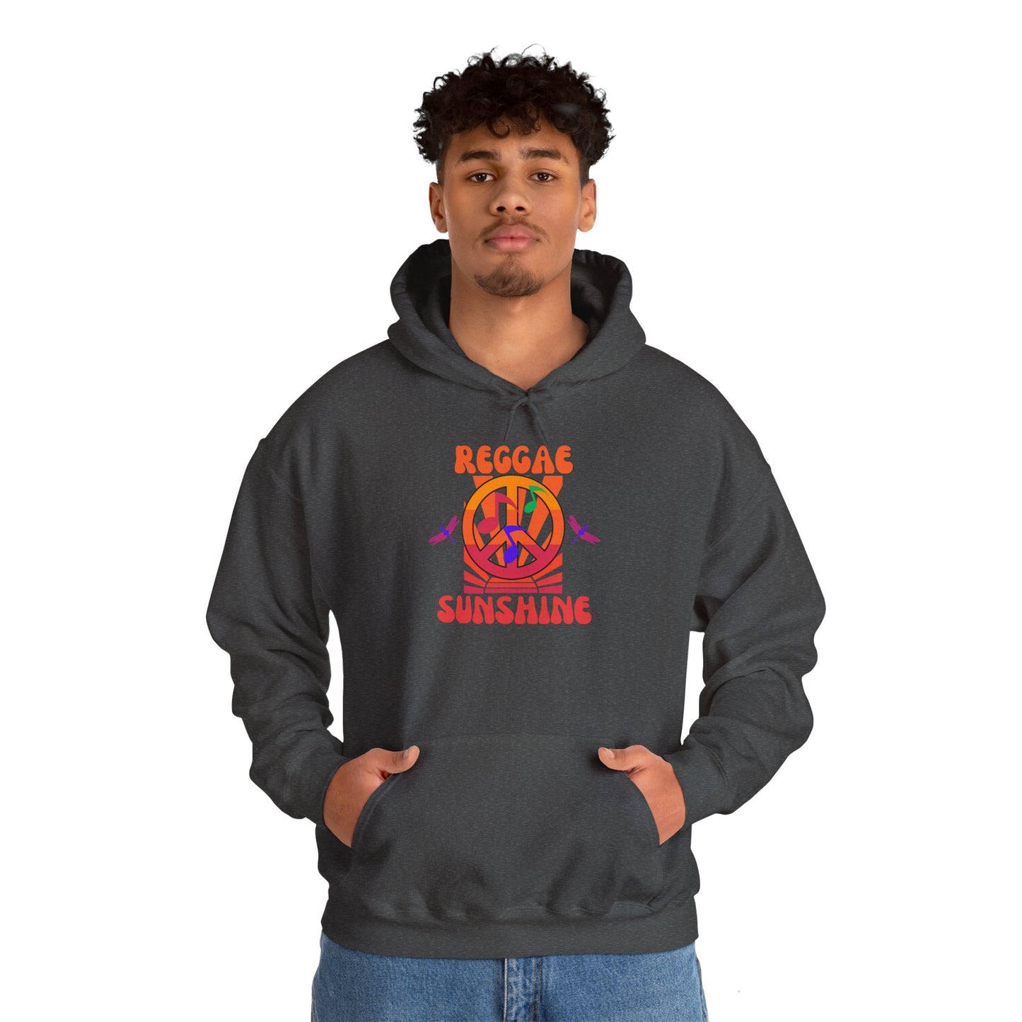 Reggae Sunshine Unisex Hooded Sweatshirt - Vibrant Peace Design for Music Lovers