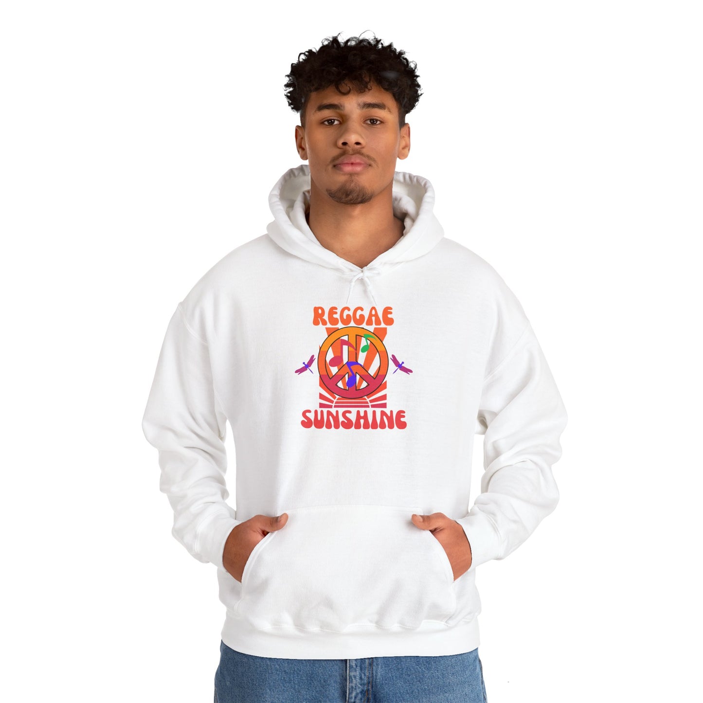 Reggae Sunshine Unisex Hooded Sweatshirt - Vibrant Peace Design for Music Lovers