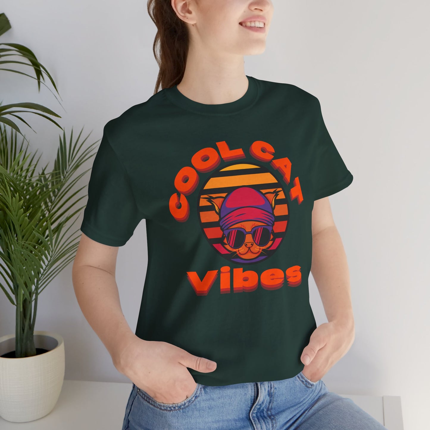 Cool Cat Vibes Unisex Tee - Retro Graphic Shirt for Chill Days