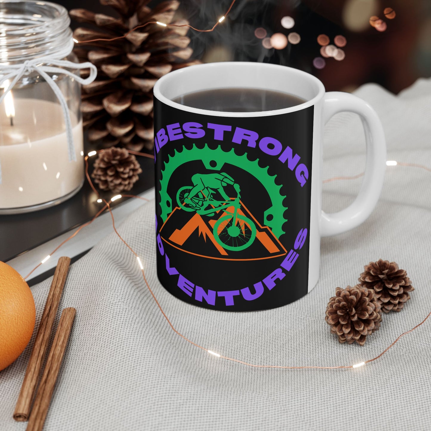 Strong Vibes Adventure Ceramic Mug - Perfect Gift for Outdoor Lovers, Coffee, Tea, Camping, Hiking, Adventure Enthusiasts