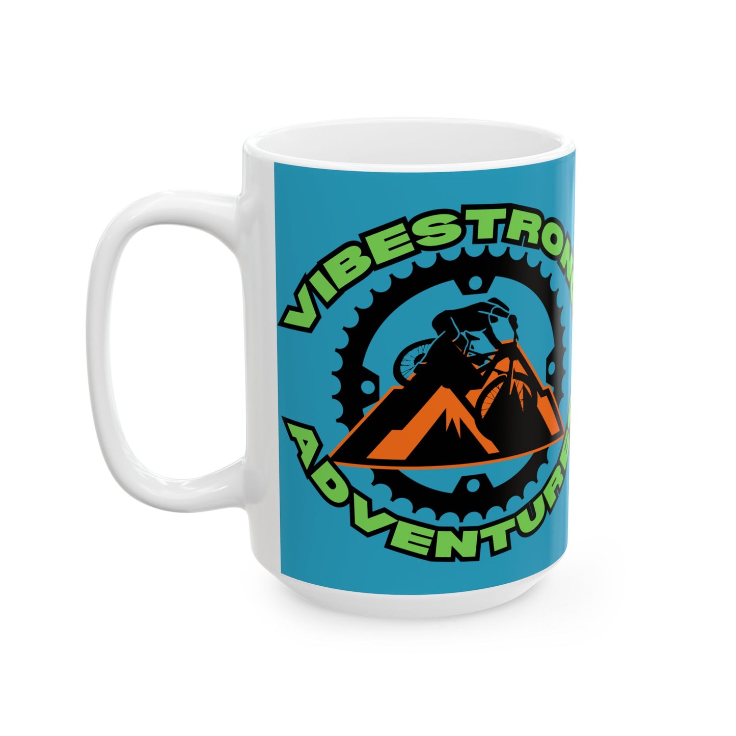 Adventure Vibes Ceramic Mug, Coffee Cup for Outdoor Lovers, Unique Gift for Hikers, Strong Vibes Adventure Mug