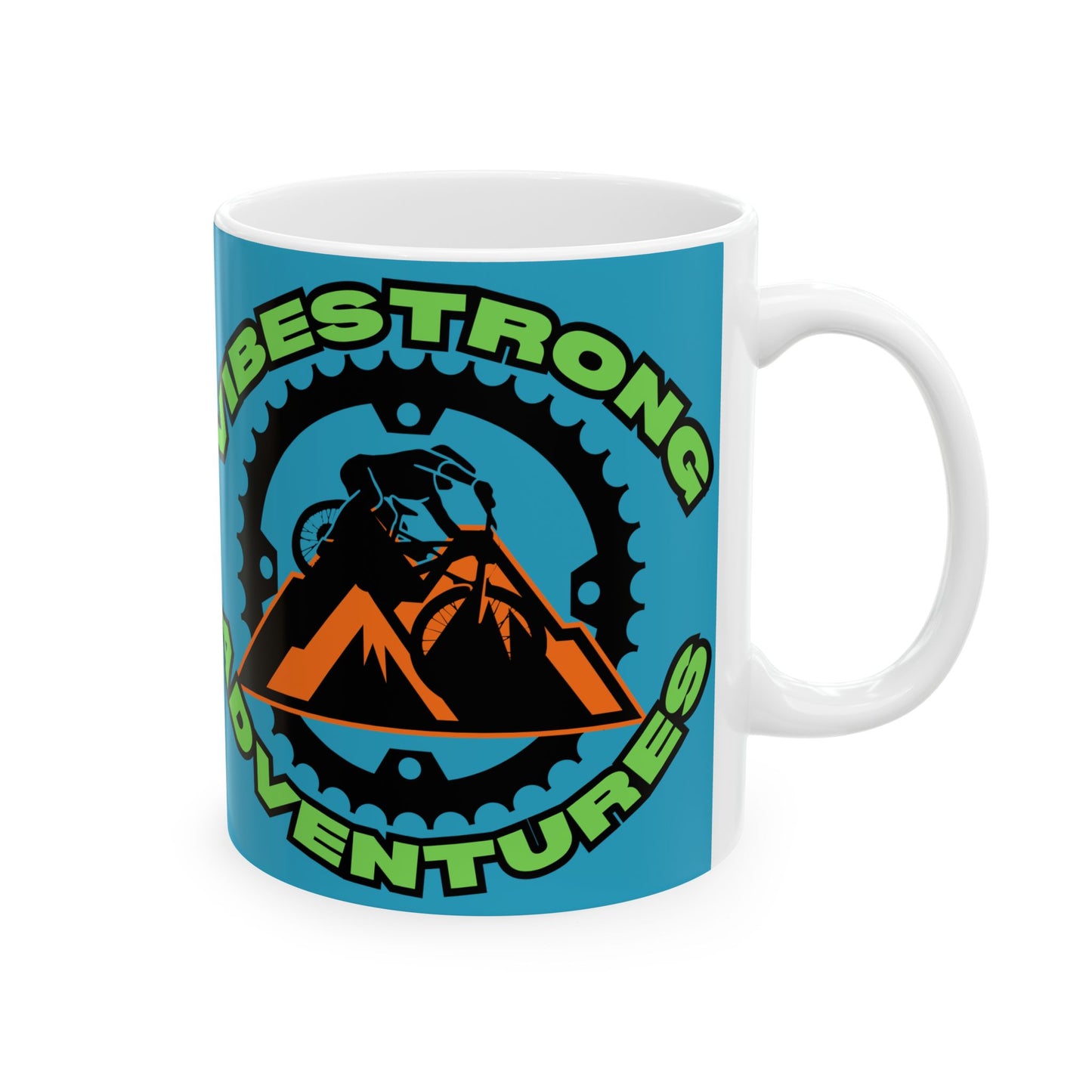 Adventure Vibes Ceramic Mug, Coffee Cup for Outdoor Lovers, Unique Gift for Hikers, Strong Vibes Adventure Mug
