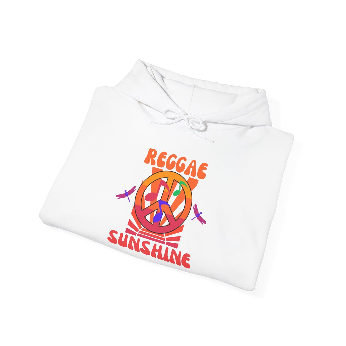 Reggae Sunshine Unisex Hooded Sweatshirt - Vibrant Peace Design for Music Lovers