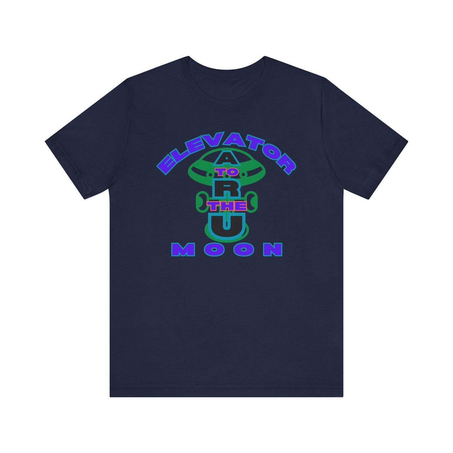 Elevator to the Moon Unisex Tee, Fun Graphic Shirt for Kids and Adults, Cool Gift for Space Lovers, Vibrant Summer Fashion