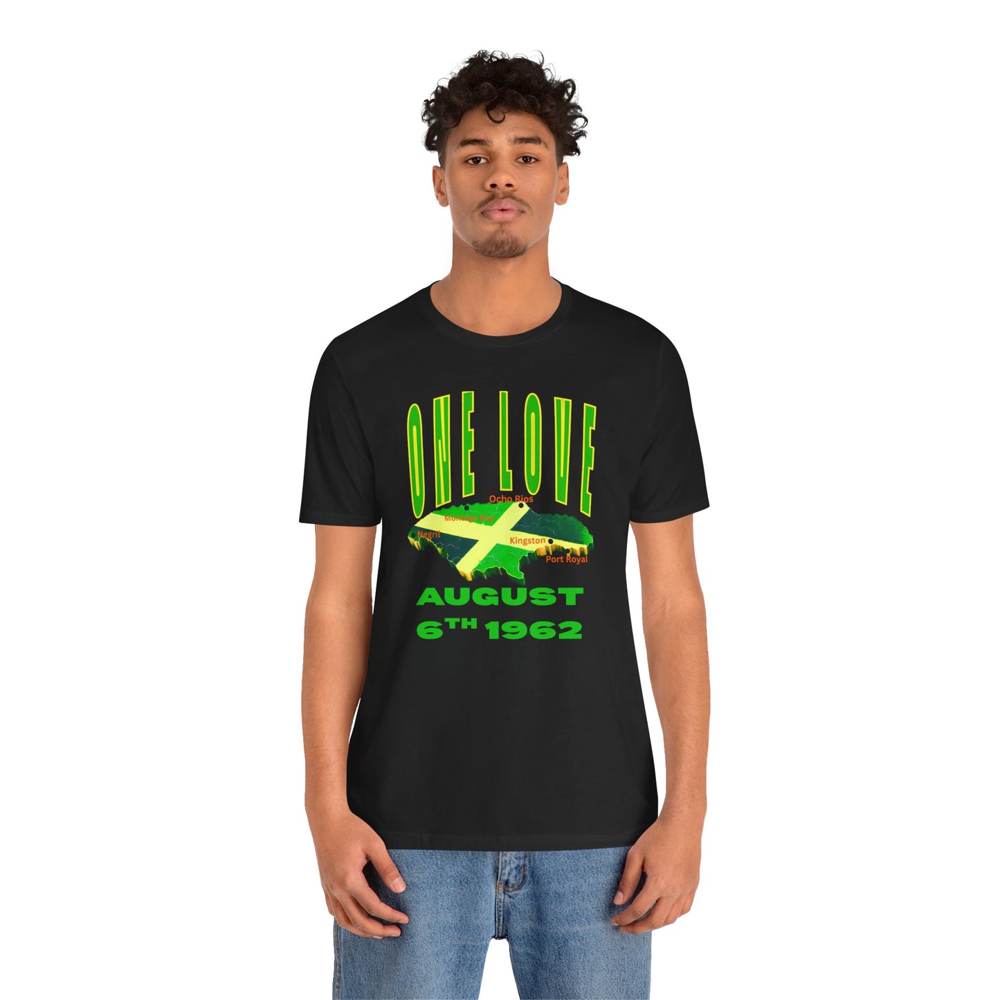 One Love Jamaica Tee, Unisex Jersey Short Sleeve Shirt, August 6th Celebration, Casual Summer Wear, Festival Fashion, Gift for Him and Her
