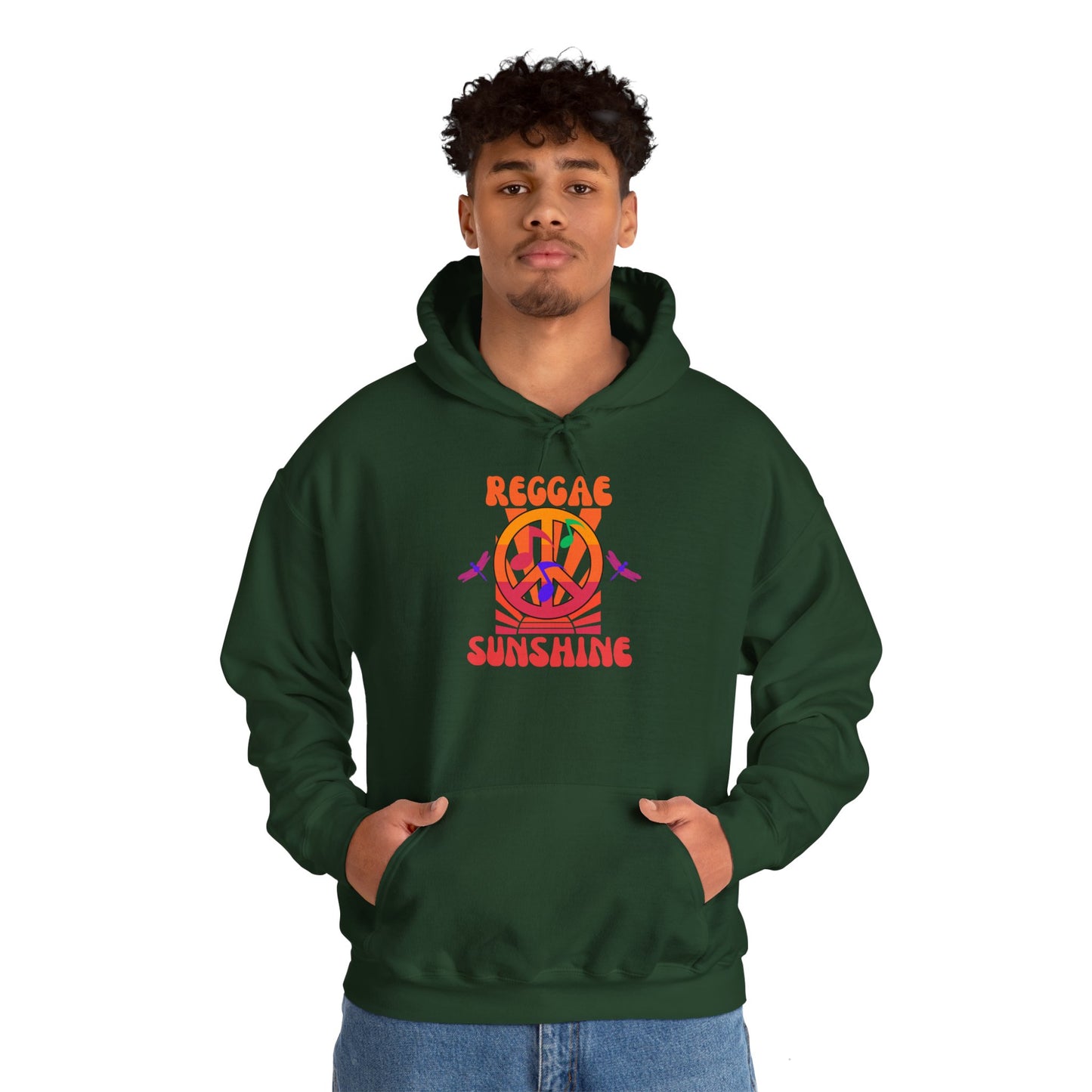 Reggae Sunshine Unisex Hooded Sweatshirt - Vibrant Peace Design for Music Lovers