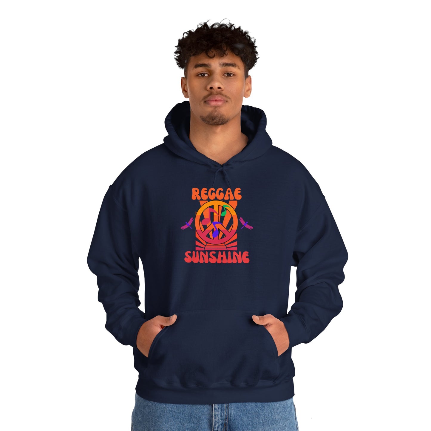 Reggae Sunshine Unisex Hooded Sweatshirt - Vibrant Peace Design for Music Lovers