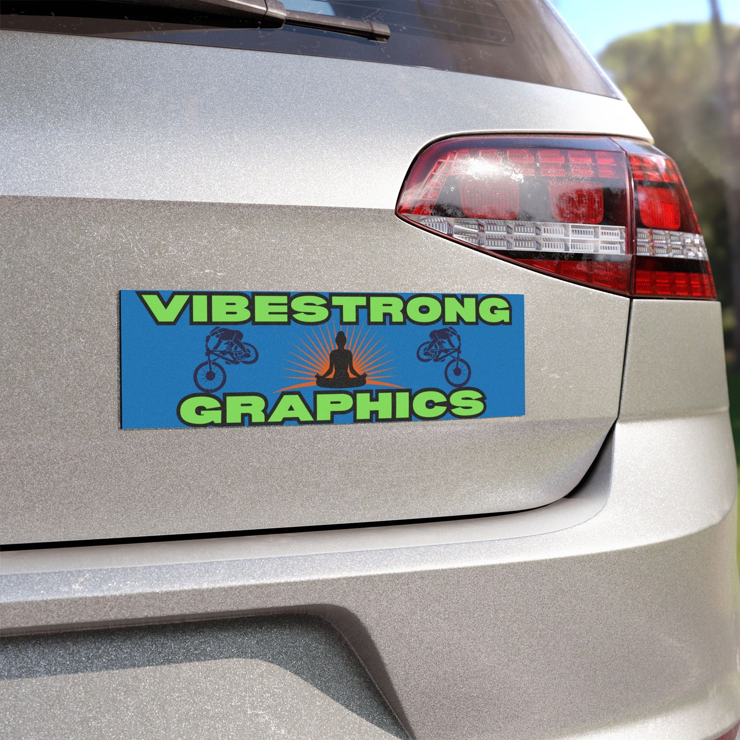 Vibestrong Car Magnet, Inspirational Vehicle Decor, Fun Biking Magnet, Outdoor Enthusiast Gift, Yoga and Fitness Car Art