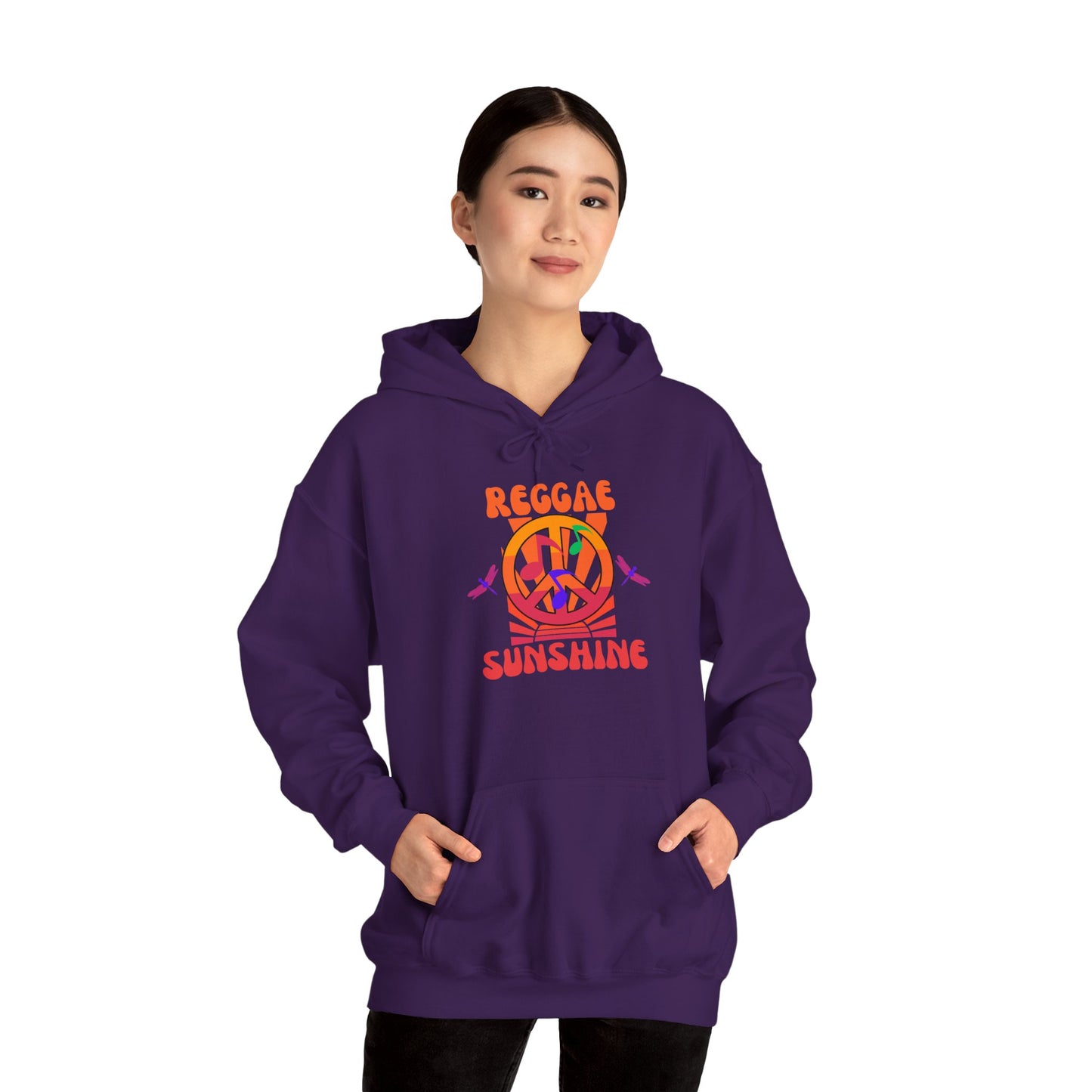 Reggae Sunshine Unisex Hooded Sweatshirt - Vibrant Peace Design for Music Lovers