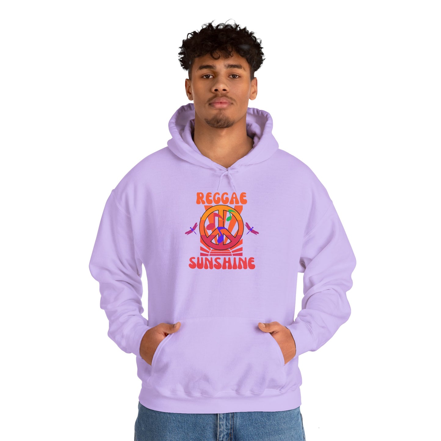 Reggae Sunshine Unisex Hooded Sweatshirt - Vibrant Peace Design for Music Lovers