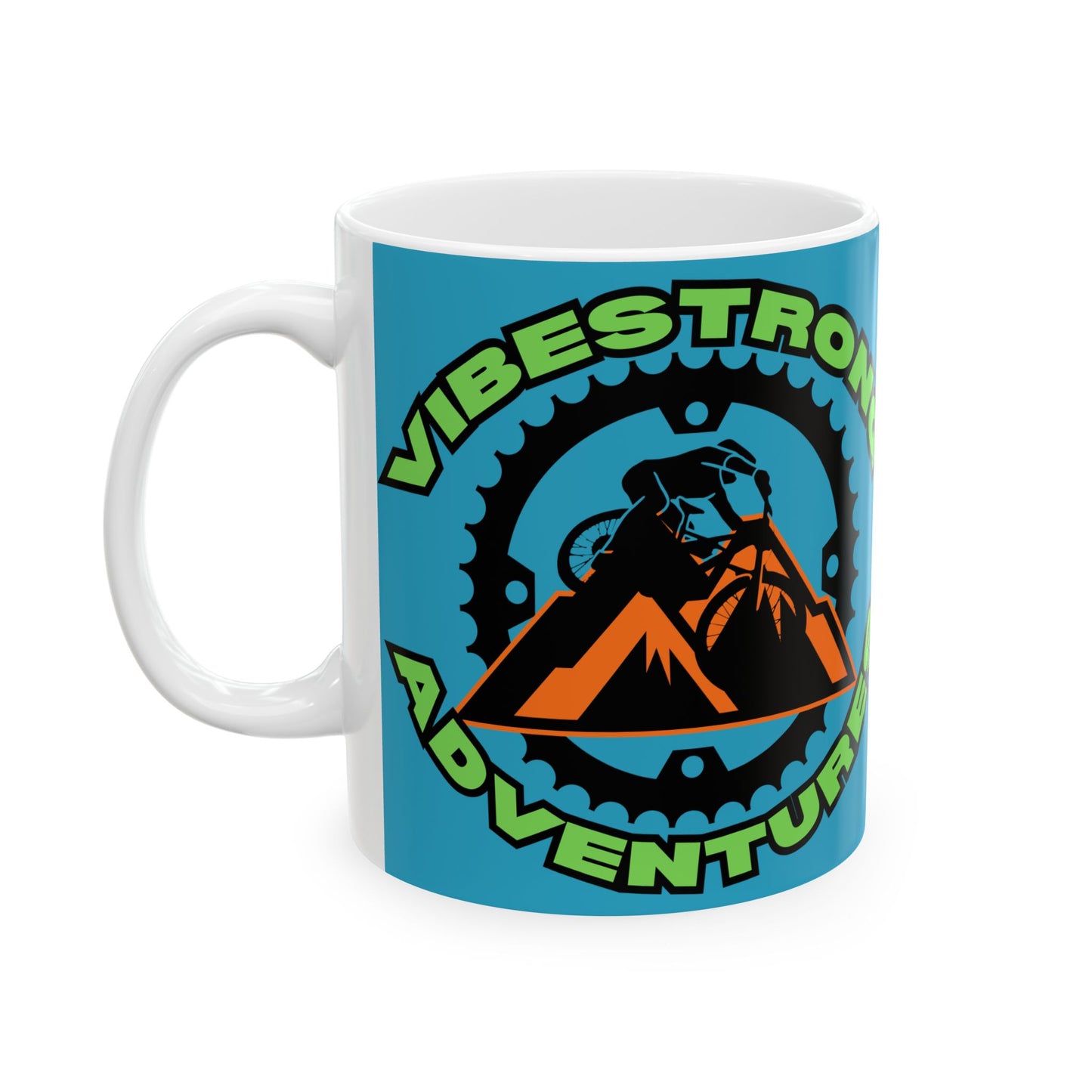 Adventure Vibes Ceramic Mug, Coffee Cup for Outdoor Lovers, Unique Gift for Hikers, Strong Vibes Adventure Mug