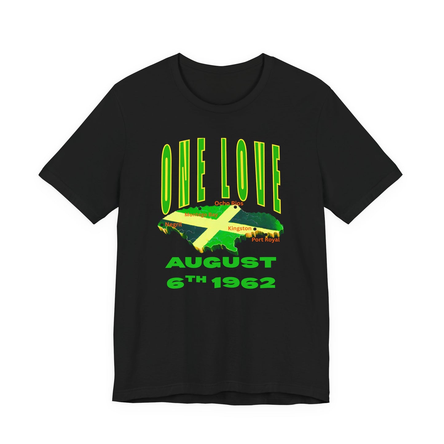 One Love Jamaica Tee, Unisex Jersey Short Sleeve Shirt, August 6th Celebration, Casual Summer Wear, Festival Fashion, Gift for Him and Her