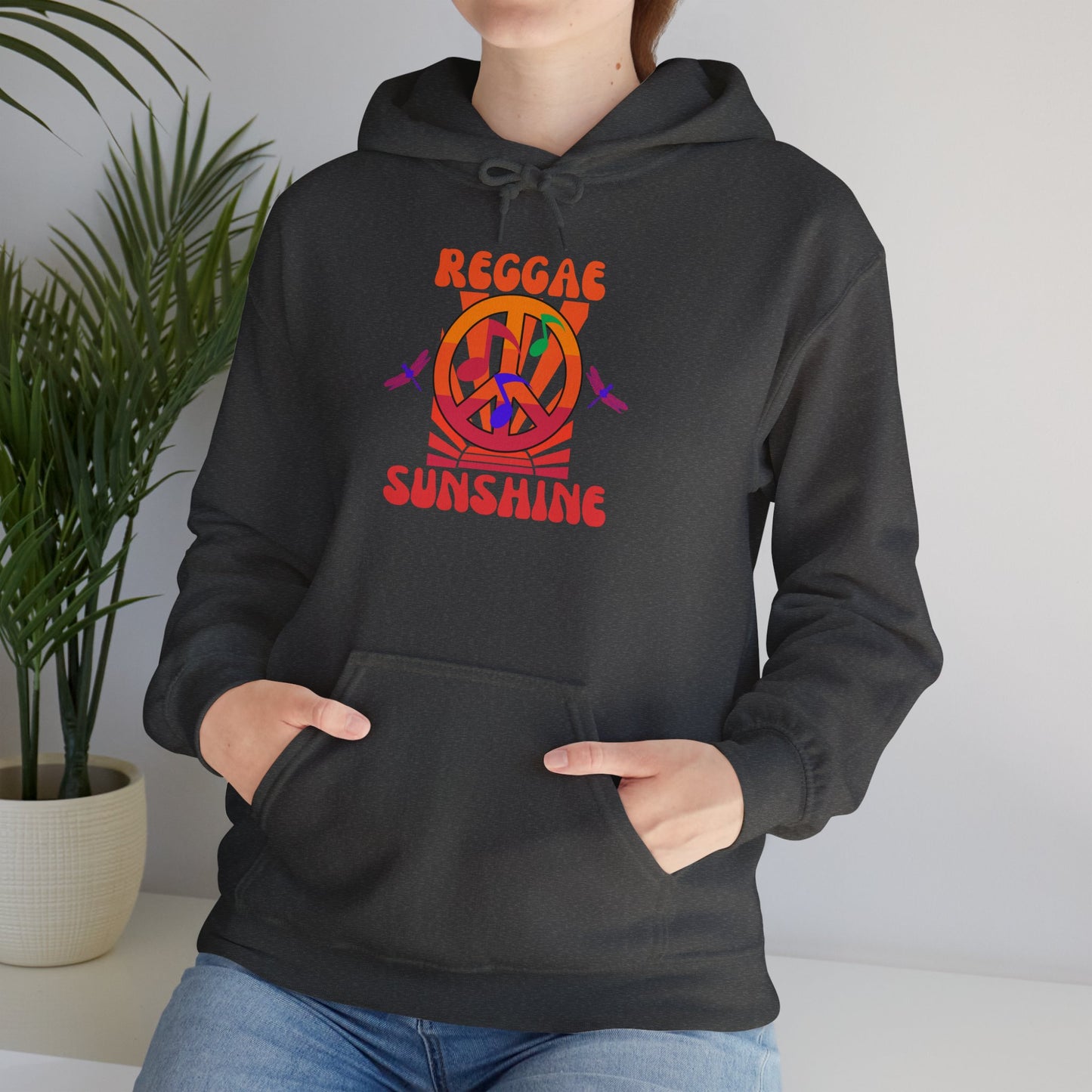 Reggae Sunshine Unisex Hooded Sweatshirt - Vibrant Peace Design for Music Lovers