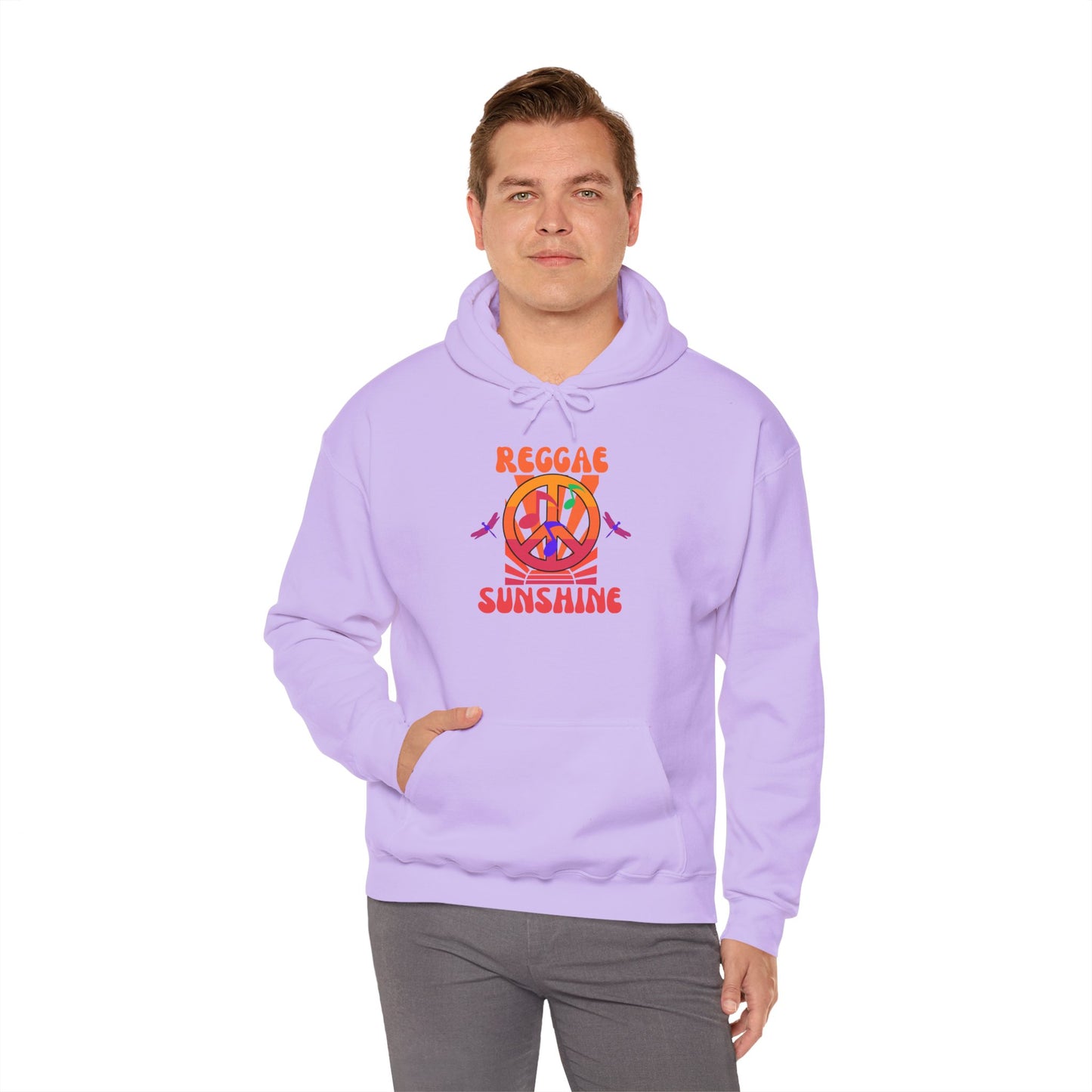 Reggae Sunshine Unisex Hooded Sweatshirt - Vibrant Peace Design for Music Lovers