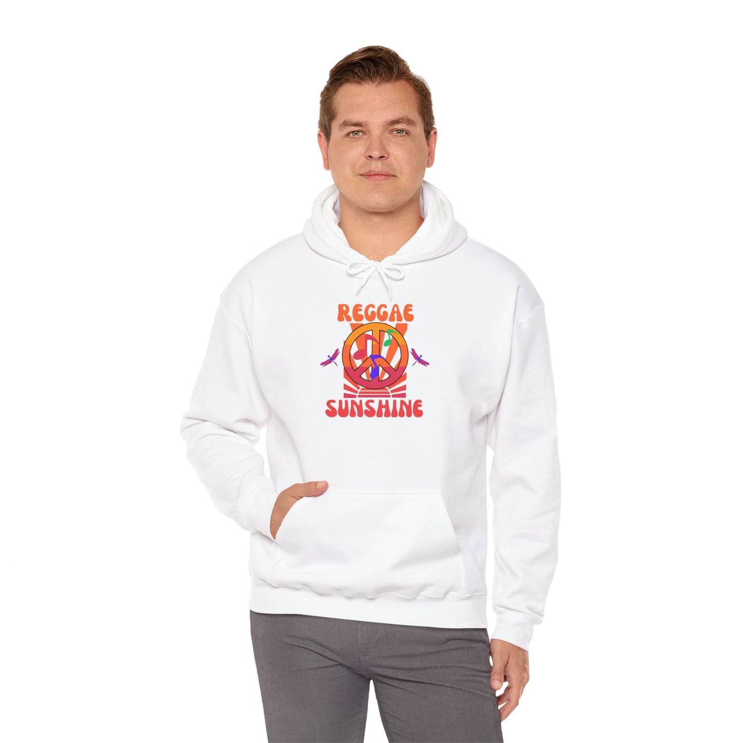 Reggae Sunshine Unisex Hooded Sweatshirt - Vibrant Peace Design for Music Lovers