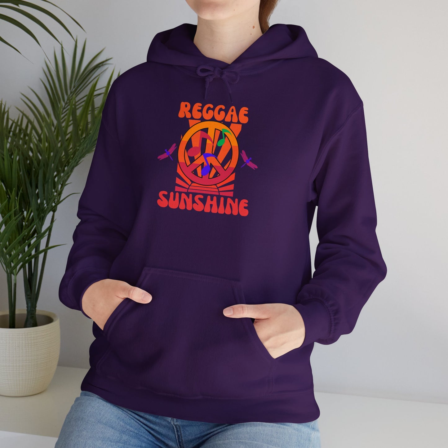 Reggae Sunshine Unisex Hooded Sweatshirt - Vibrant Peace Design for Music Lovers