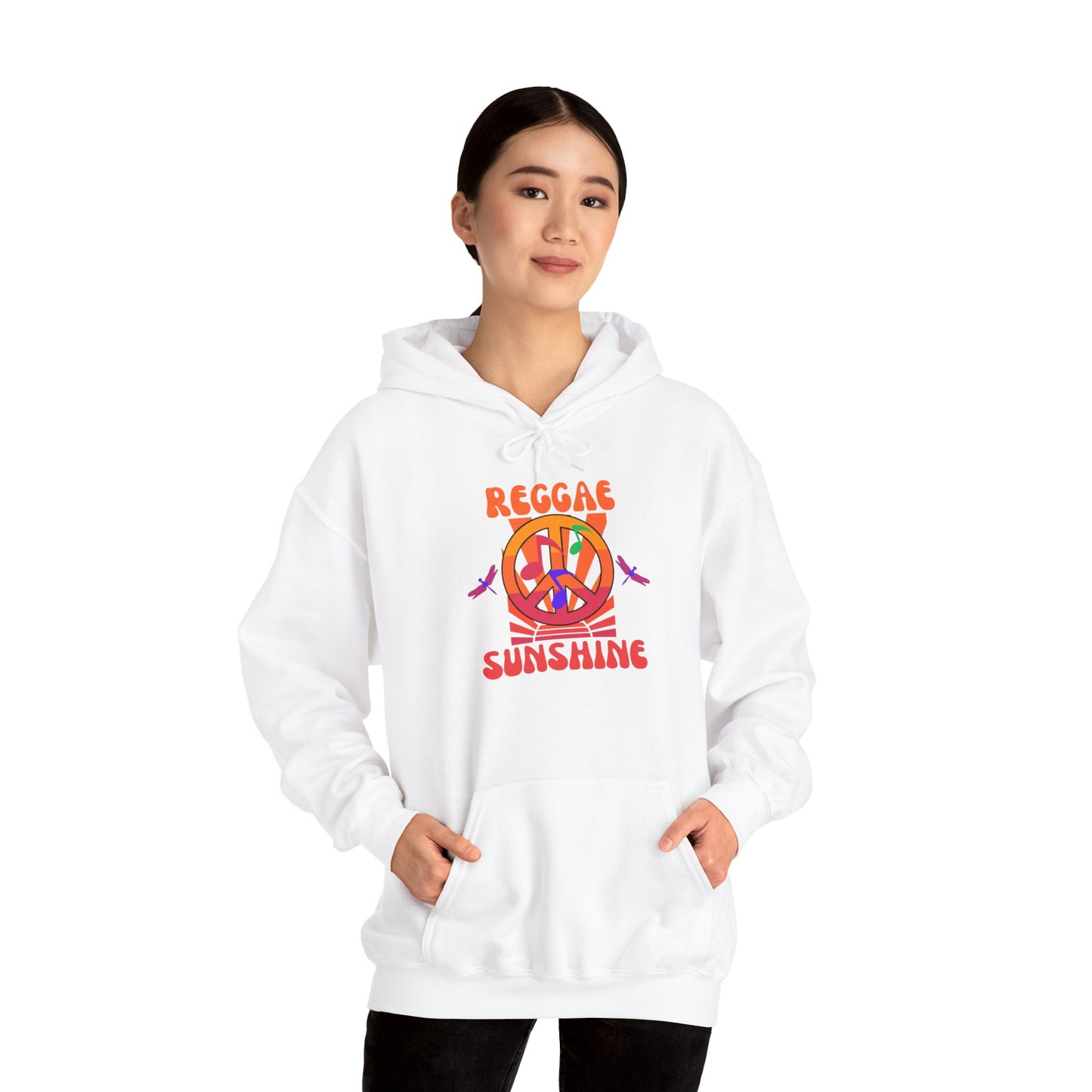 Reggae Sunshine Unisex Hooded Sweatshirt - Vibrant Peace Design for Music Lovers