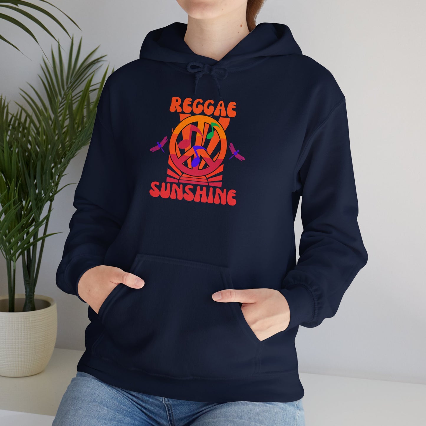 Reggae Sunshine Unisex Hooded Sweatshirt - Vibrant Peace Design for Music Lovers