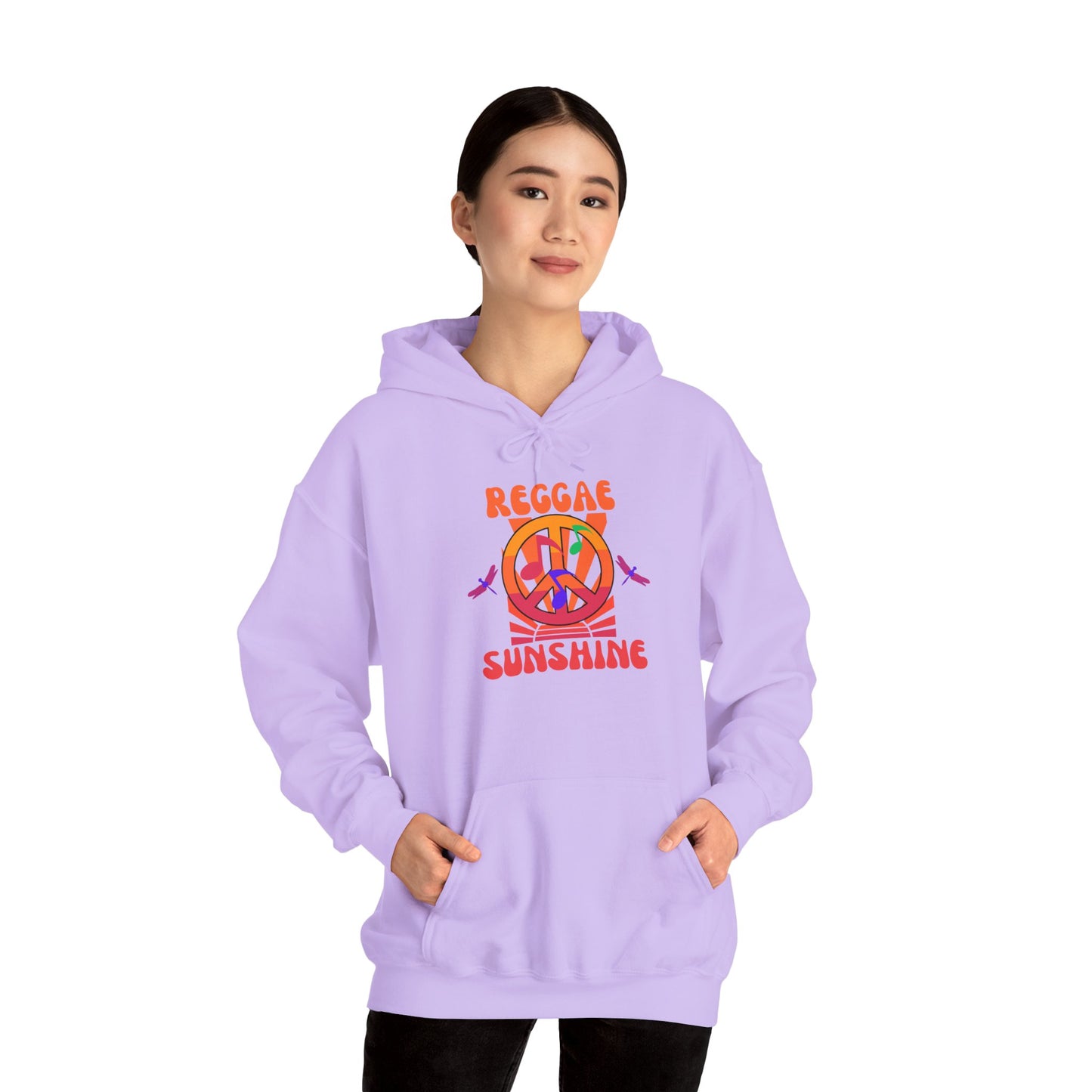 Reggae Sunshine Unisex Hooded Sweatshirt - Vibrant Peace Design for Music Lovers