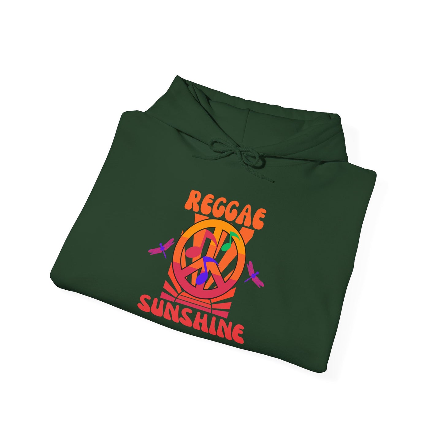 Reggae Sunshine Unisex Hooded Sweatshirt - Vibrant Peace Design for Music Lovers
