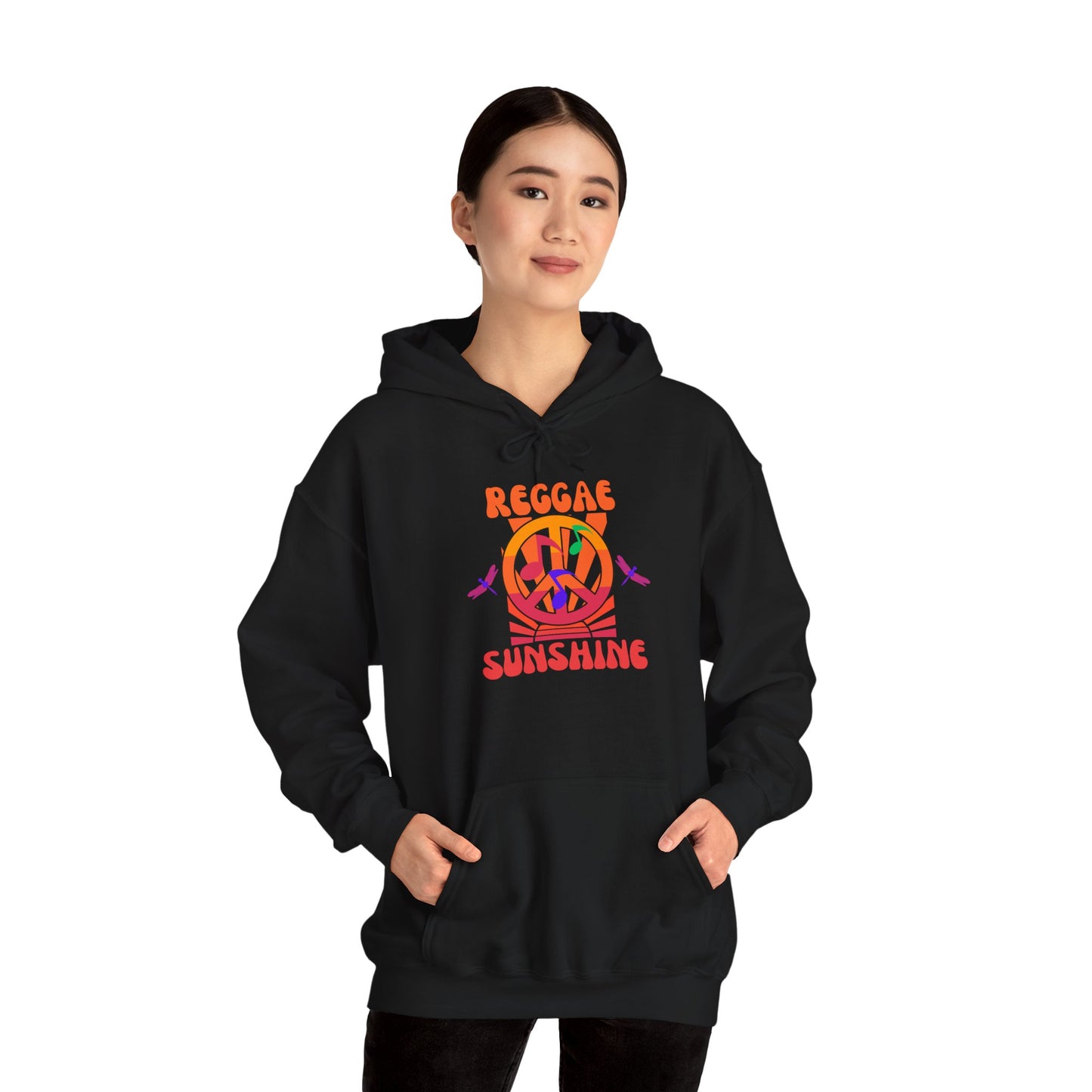 Reggae Sunshine Unisex Hooded Sweatshirt - Vibrant Peace Design for Music Lovers