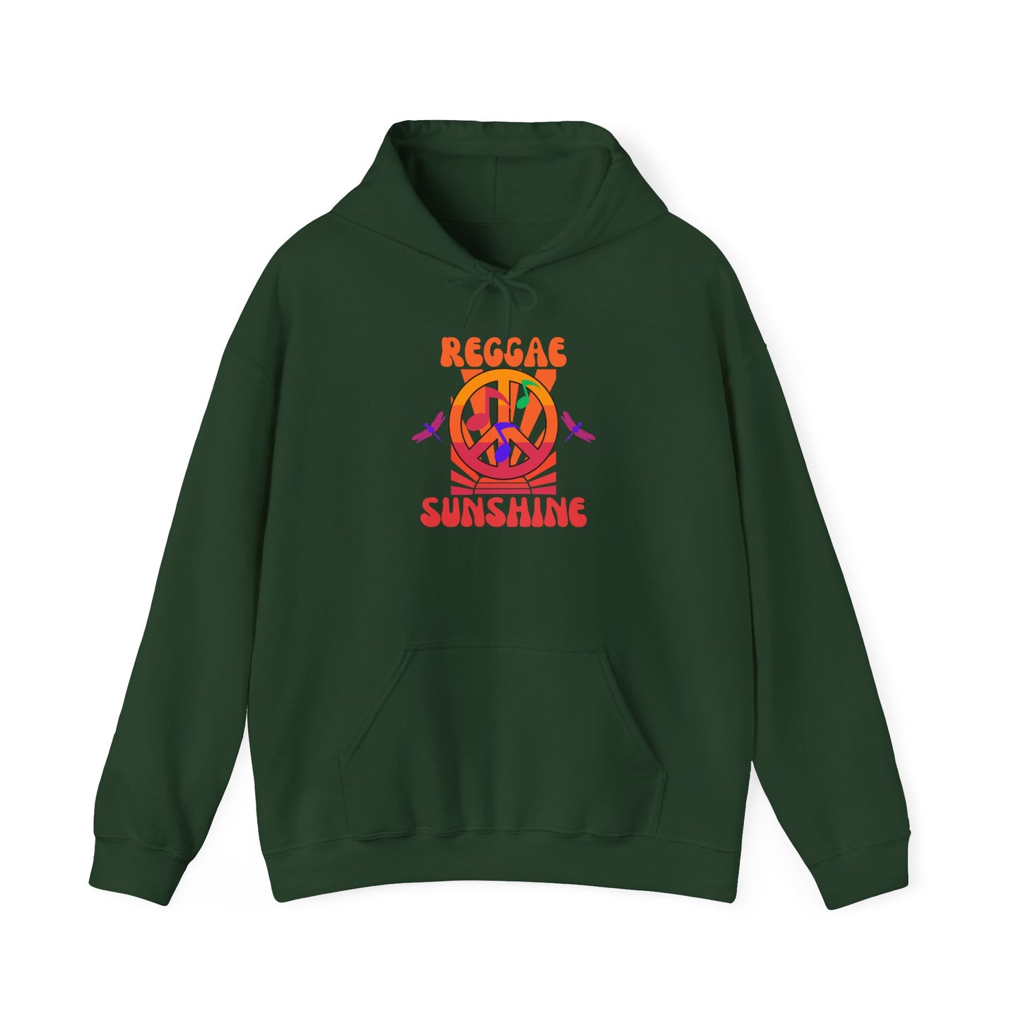 Reggae Sunshine Unisex Hooded Sweatshirt - Vibrant Peace Design for Music Lovers