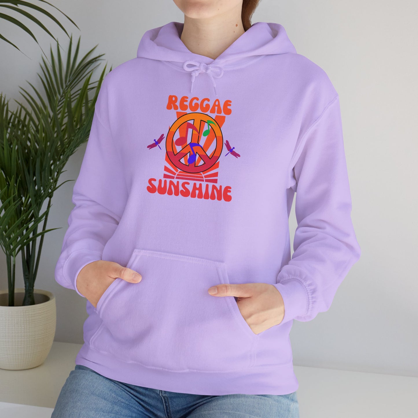 Reggae Sunshine Unisex Hooded Sweatshirt - Vibrant Peace Design for Music Lovers