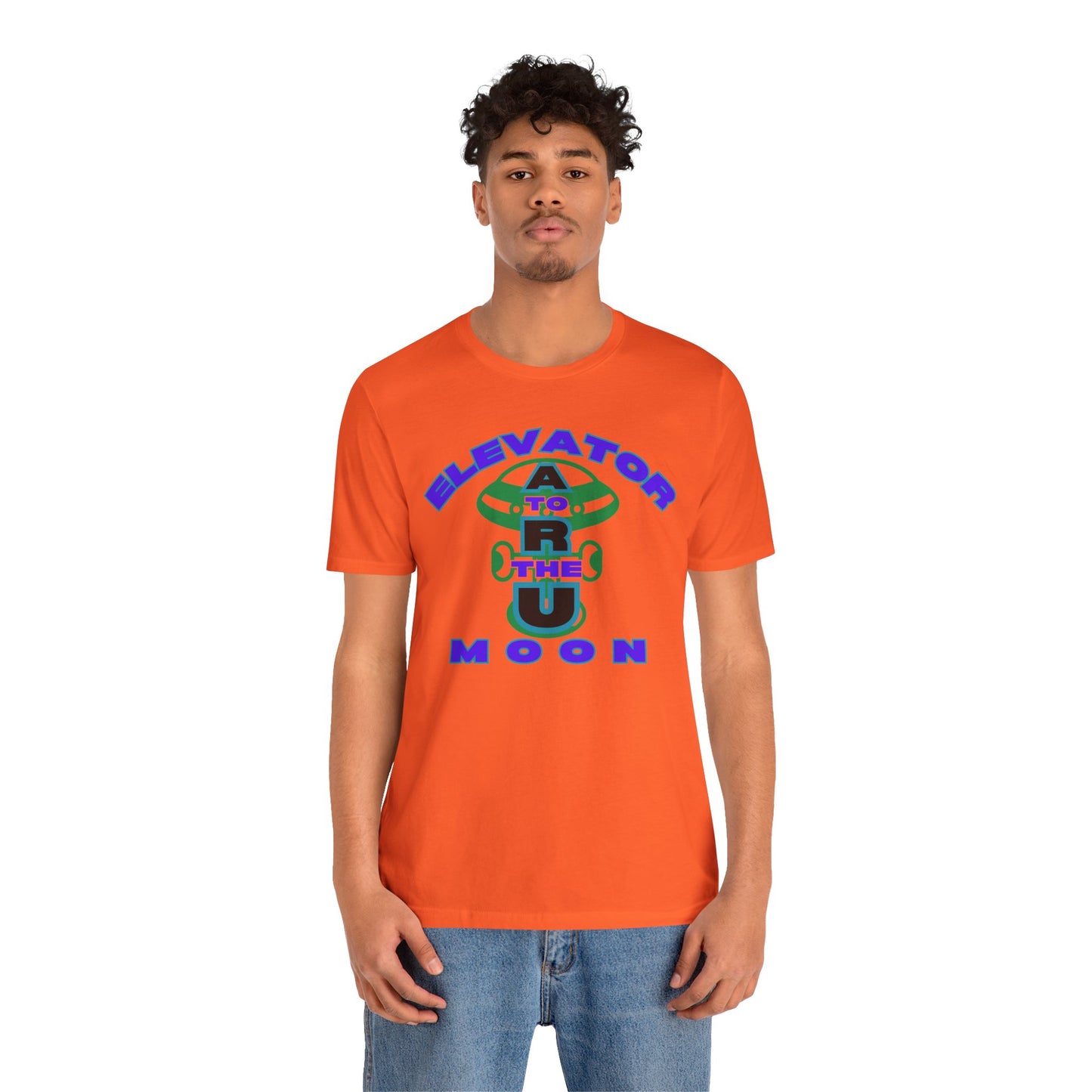 Elevator to the Moon Unisex Tee, Fun Graphic Shirt for Kids and Adults, Cool Gift for Space Lovers, Vibrant Summer Fashion
