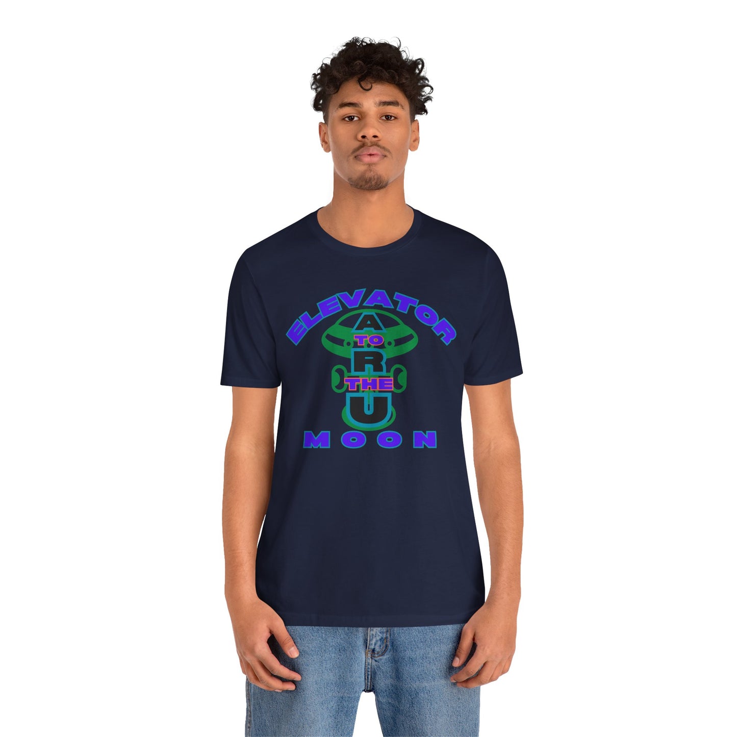 Elevator to the Moon Unisex Tee, Fun Graphic Shirt for Kids and Adults, Cool Gift for Space Lovers, Vibrant Summer Fashion