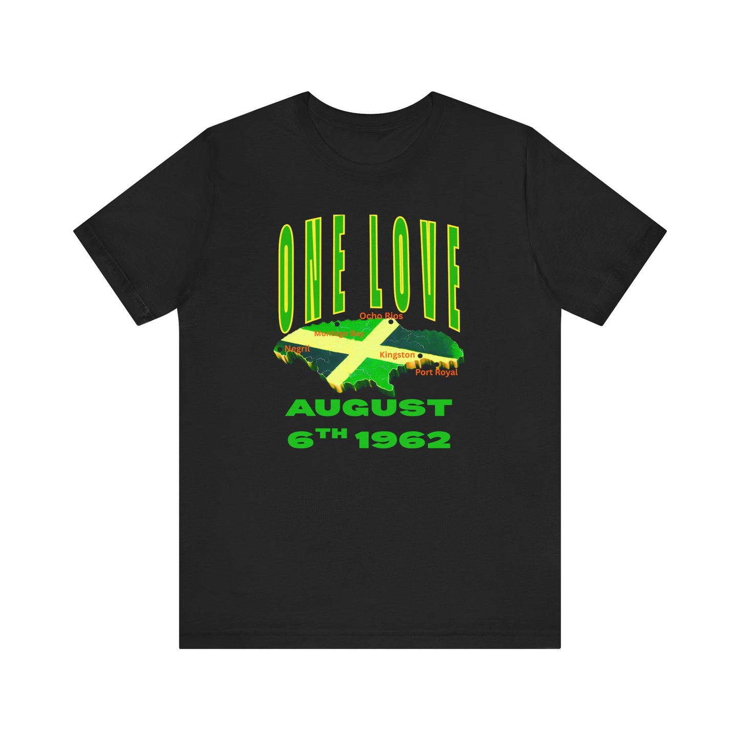 One Love Jamaica Tee, Unisex Jersey Short Sleeve Shirt, August 6th Celebration, Casual Summer Wear, Festival Fashion, Gift for Him and Her