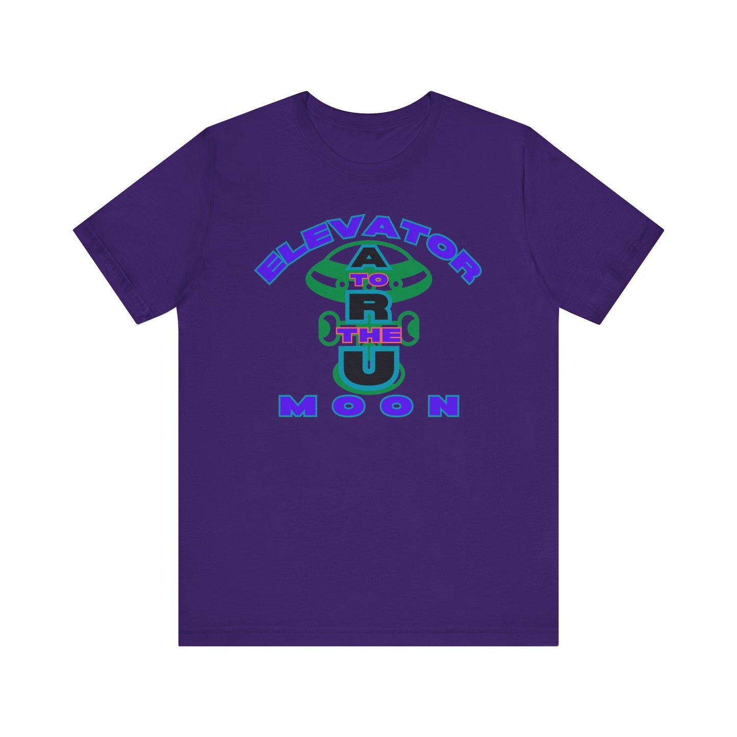 Elevator to the Moon Unisex Tee, Fun Graphic Shirt for Kids and Adults, Cool Gift for Space Lovers, Vibrant Summer Fashion