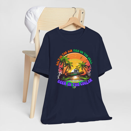 T-Shirt - Chill Vibes Retro Unisex Tee, Perfect for Beach Lovers, Great for Vacation, Summer Parties, Barbecues, Casual Wear