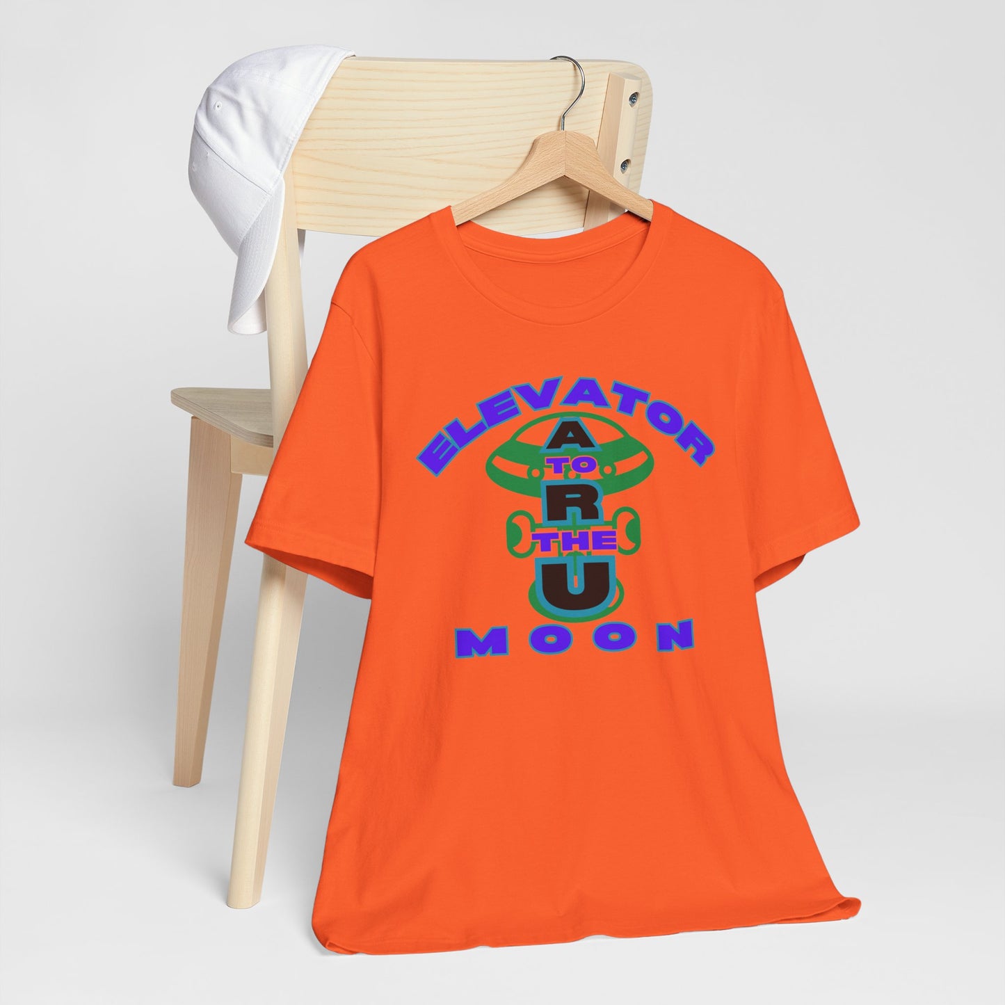 Elevator to the Moon Unisex Tee, Fun Graphic Shirt for Kids and Adults, Cool Gift for Space Lovers, Vibrant Summer Fashion