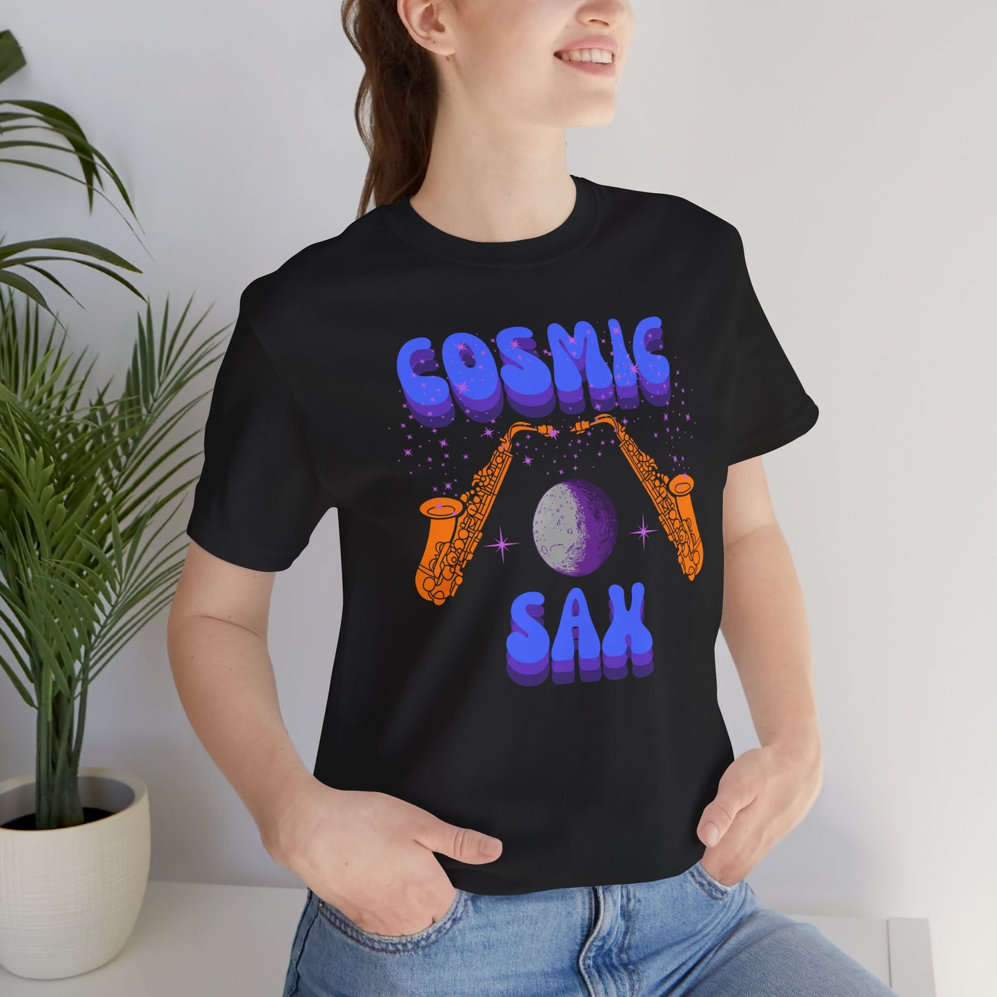 Cosmic Sax Graphic Tee for Music Lovers