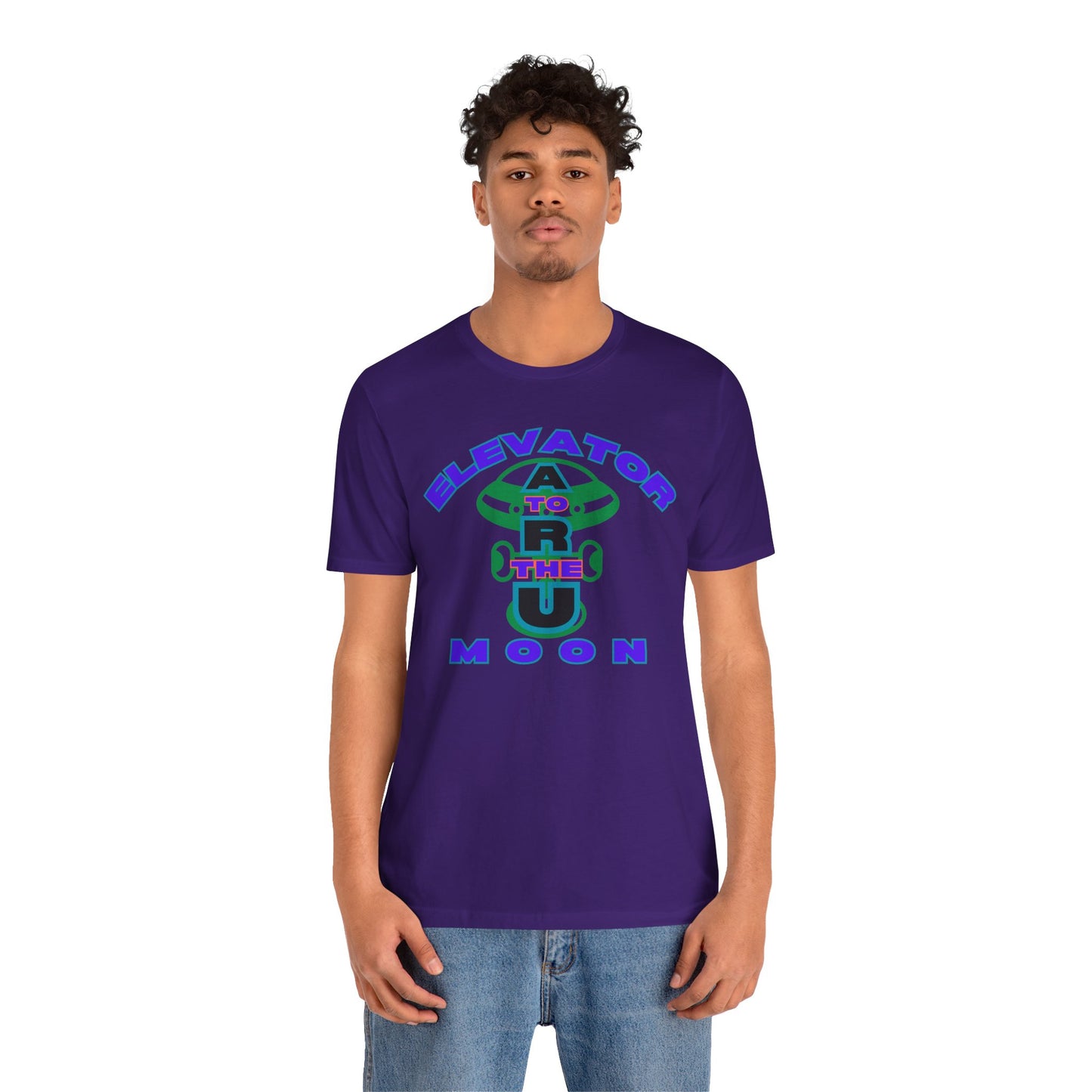 Elevator to the Moon Unisex Tee, Fun Graphic Shirt for Kids and Adults, Cool Gift for Space Lovers, Vibrant Summer Fashion