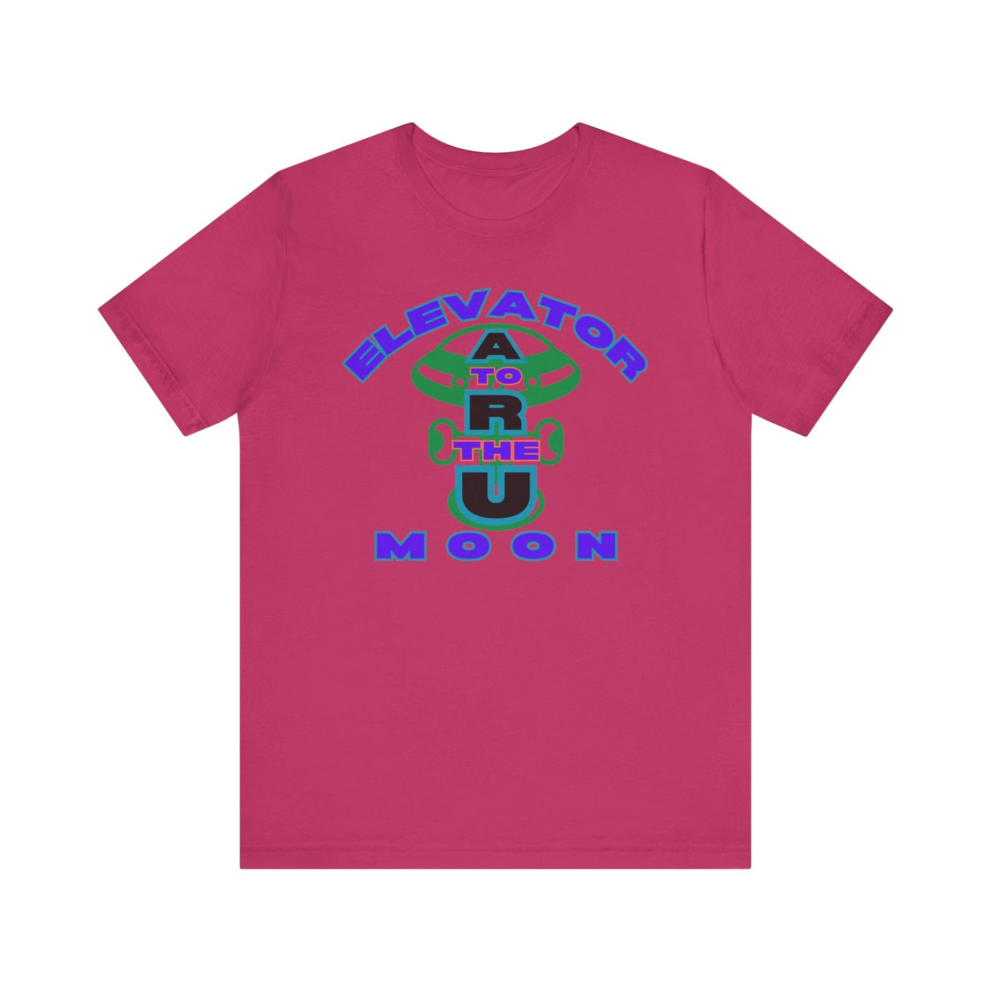 Elevator to the Moon Unisex Tee, Fun Graphic Shirt for Kids and Adults, Cool Gift for Space Lovers, Vibrant Summer Fashion