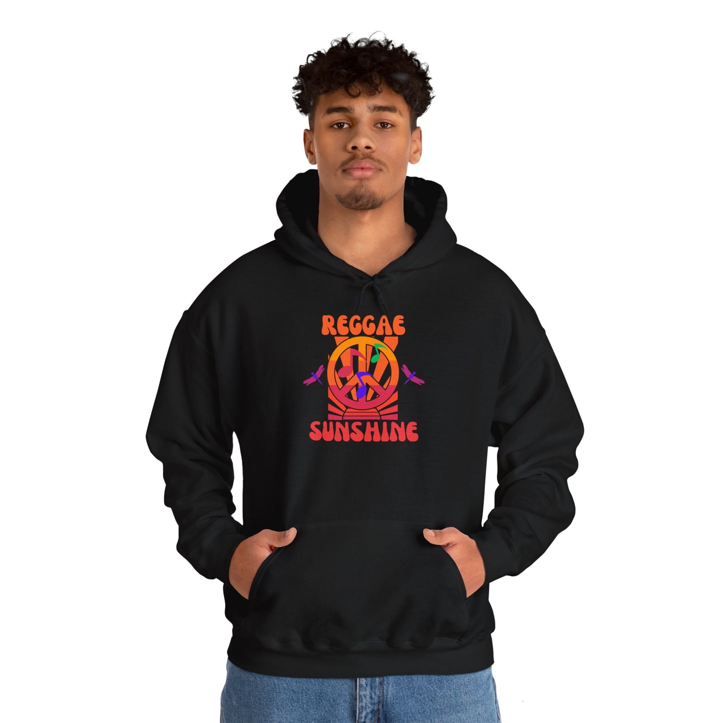Reggae Sunshine Unisex Hooded Sweatshirt - Vibrant Peace Design for Music Lovers