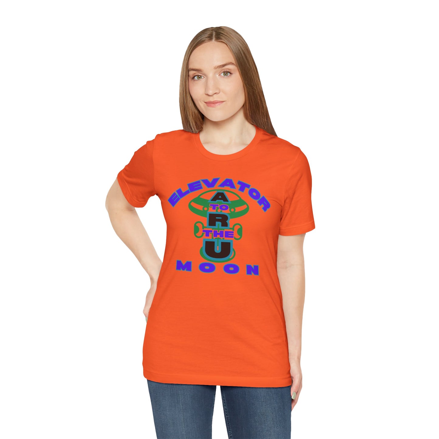 Elevator to the Moon Unisex Tee, Fun Graphic Shirt for Kids and Adults, Cool Gift for Space Lovers, Vibrant Summer Fashion