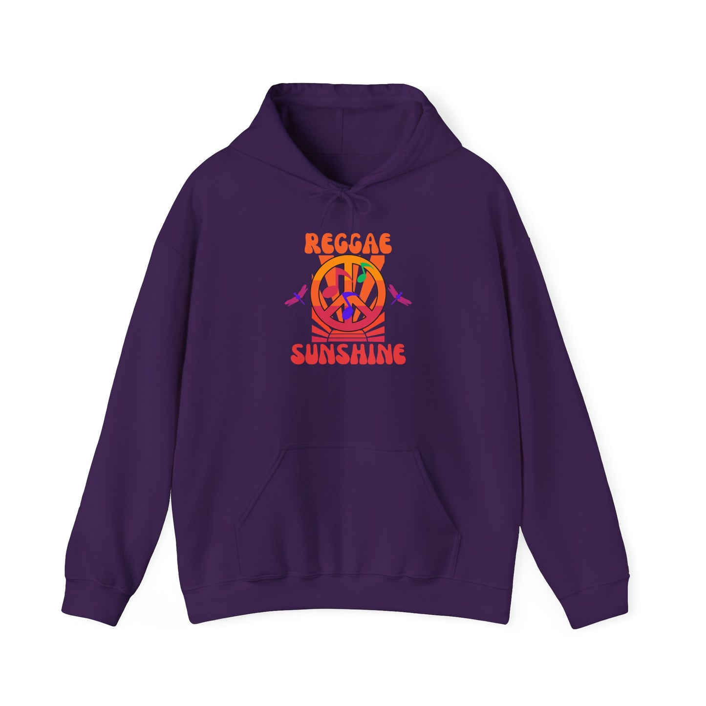 Reggae Sunshine Unisex Hooded Sweatshirt - Vibrant Peace Design for Music Lovers